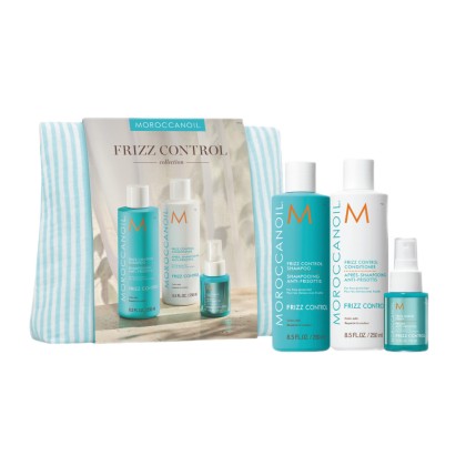 Весенний набор Moroccanoil Frizz Control в полосатой косметичке 2026