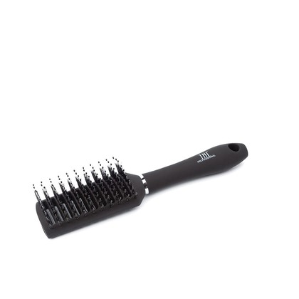 Щетка для волос TNL Professional прямоугольная, продувная, нейлоновые штифты и щетина, черная, 70 мм