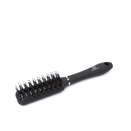 Щетка для волос TNL Professional прямоугольная, продувная, нейлоновые штифты и щетина,черная,  40 мм